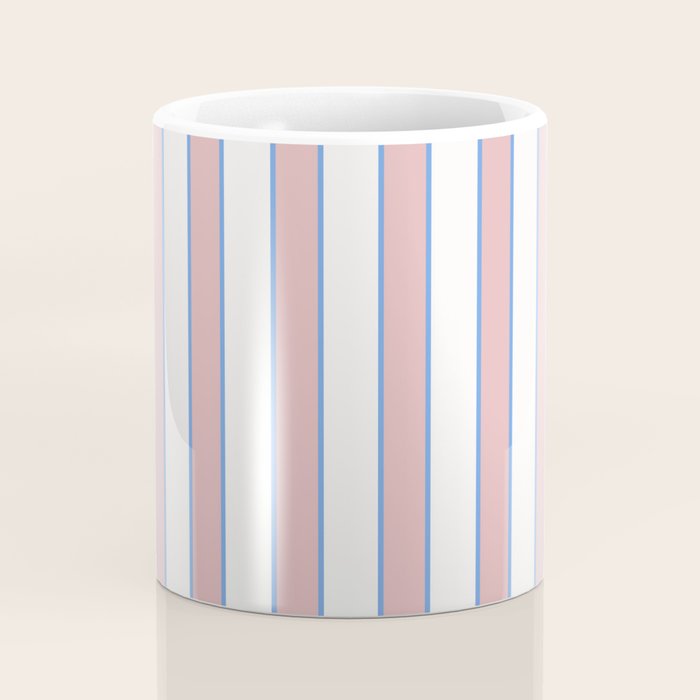 Vintage Cabana Stripe Pink And Blue Stripes Retro Boho Coastal Beach Vibe Coffee Mug Gallery Image 4