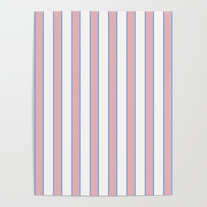 Vintage Cabana Stripe Pink And Blue Stripes Retro Boho Coastal Beach Vibe Poster