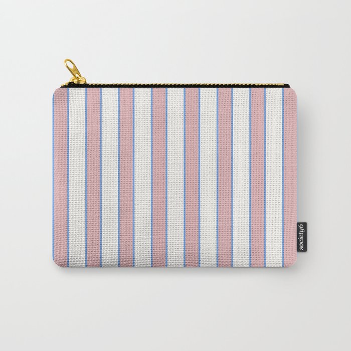 Vintage Cabana Stripe Pink And Blue Stripes Retro Boho Coastal Beach Vibe Carry All Pouch Gallery Image 1