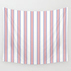 Vintage Cabana Stripe Pink And Blue Stripes Retro Boho Coastal Beach Vibe Wall Tapestry Gallery Image 4
