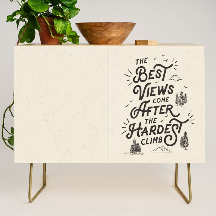 The Best Views Come After The Hardest Climb monochrome typography poster Credenza Gallery Image 1