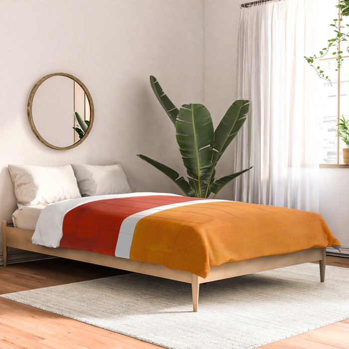 Burnt Orange Yellow Ochre Mid Century Modern Abstract Minimalist Rothko Color Field Squares Comforter Gallery Image 2