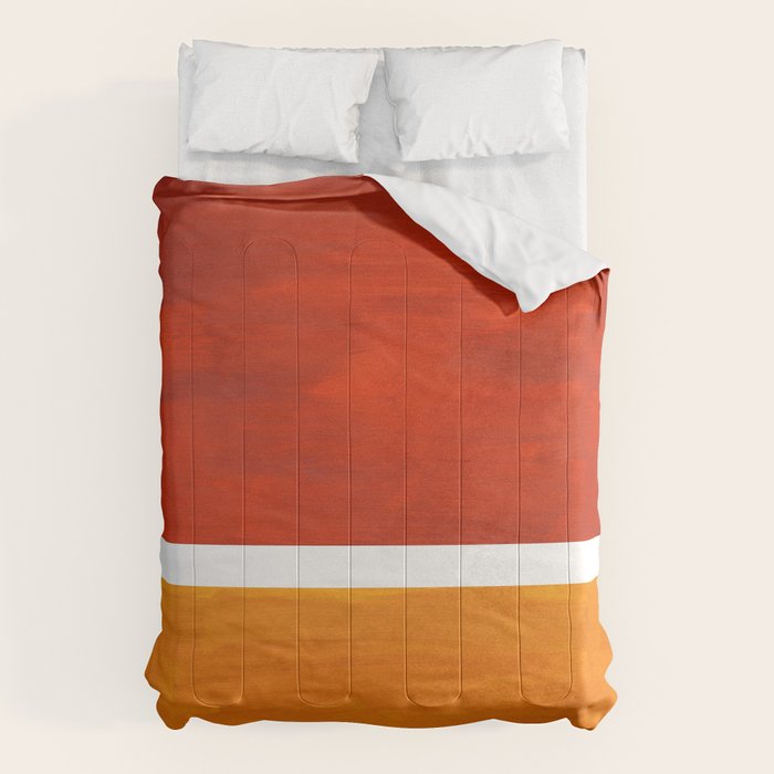 Burnt Orange Yellow Ochre Mid Century Modern Abstract Minimalist Rothko Color Field Squares Comforter Gallery Image 1