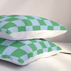 Checkered Checkerboard Check Pattern in Green and Light Blue Pillow Sham Gallery Image 3