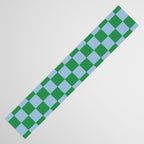 Checkered Checkerboard Check Pattern in Green and Light Blue Table Runner Gallery Image 3