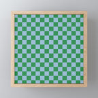 Checkered Checkerboard Check Pattern in Green and Light Blue Mini Art Print Gallery Image 1