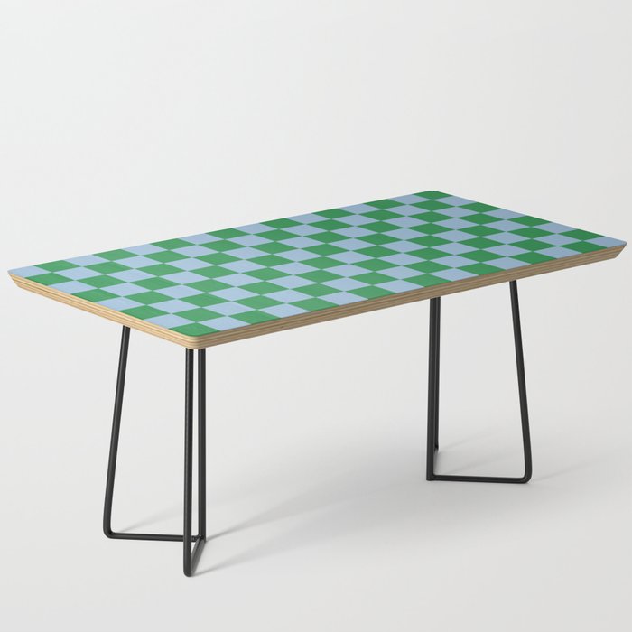 Checkered Checkerboard Check Pattern in Green and Light Blue Coffee Table Gallery Image 1