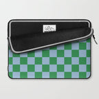 Checkered Checkerboard Check Pattern in Green and Light Blue Laptop Sleeve Gallery Image 2