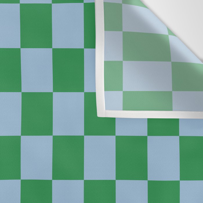 Checkered Checkerboard Check Pattern in Green and Light Blue Wall Tapestry Gallery Image 3