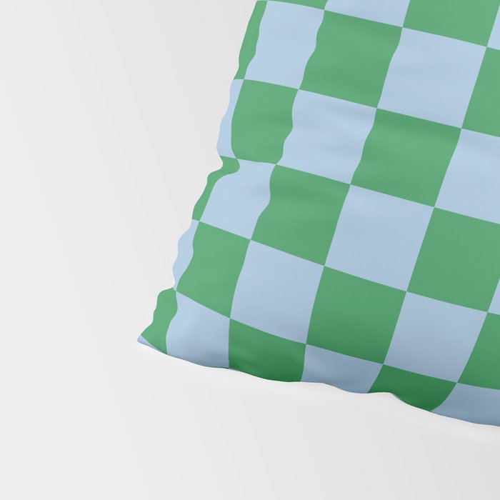 Checkered Checkerboard Check Pattern in Green and Light Blue Pillow Sham Gallery Image 4