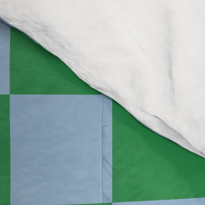 Checkered Checkerboard Check Pattern in Green and Light Blue Comforter Gallery Image 4