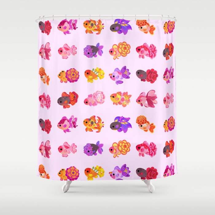 Flower goldfish - bright Shower Curtain Gallery Image 1