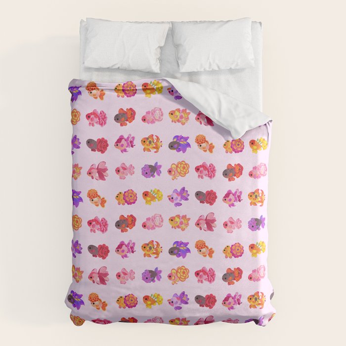 Flower goldfish - bright Duvet Cover Gallery Image 1