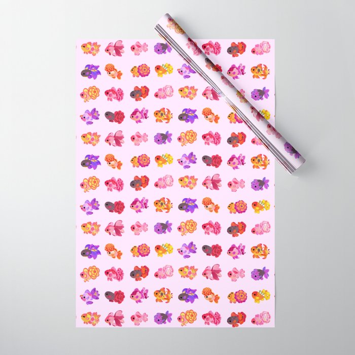 Flower goldfish - bright Wrapping Paper Gallery Image 1