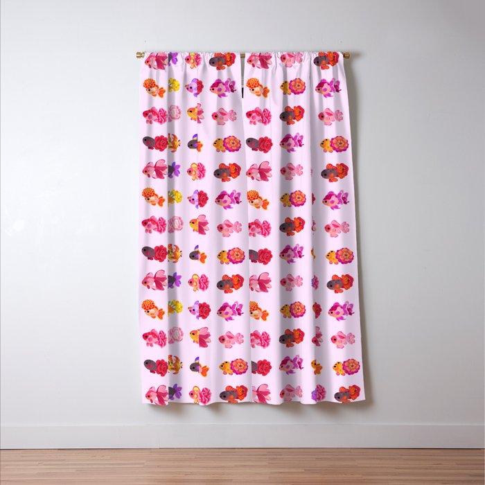 Flower goldfish - bright Window Curtain Gallery Image 3