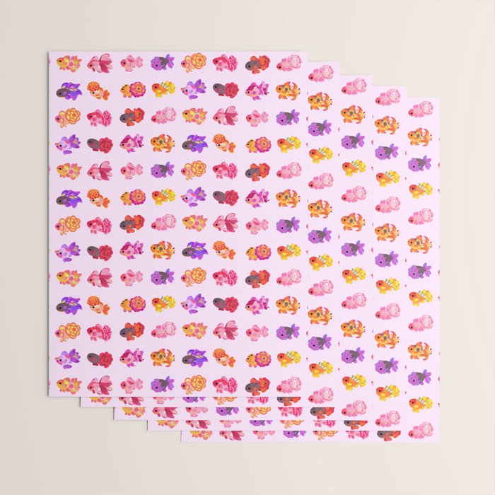 Flower goldfish - bright Wrapping Paper Gallery Image 3