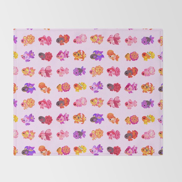 Flower goldfish - bright Throw Blanket Gallery Image 2