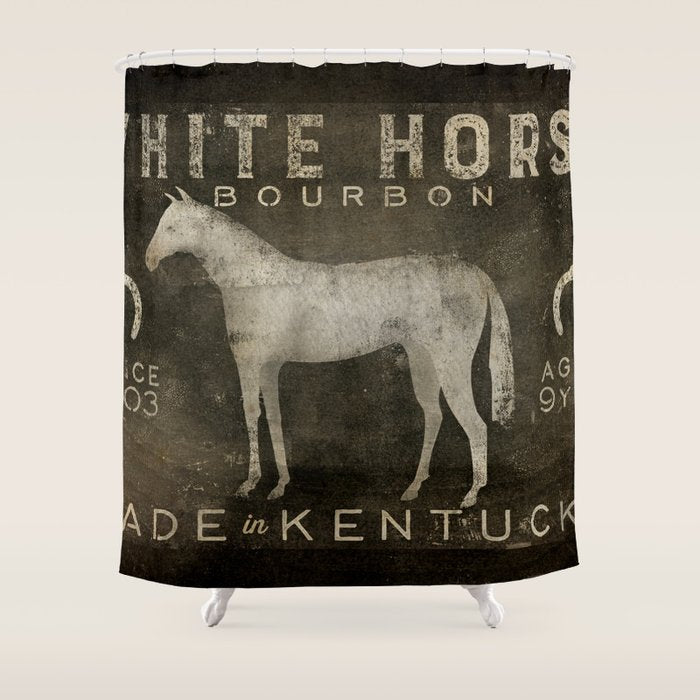 White Horse Bourbon Whiskey Kentucky USA Shower Curtain Gallery Image 1