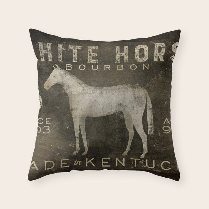 White Horse Bourbon Whiskey Kentucky USA Throw Pillow Gallery Image 1