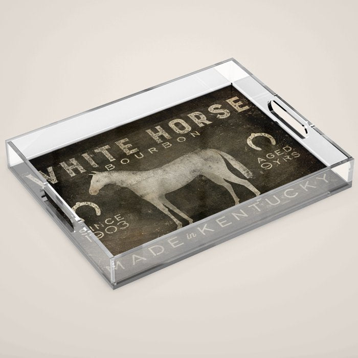 White Horse Bourbon Whiskey Kentucky USA Acrylic Tray Gallery Image 1