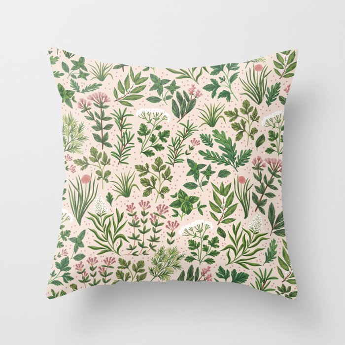 Herbs & Spices - beige Throw Pillow Gallery Image 1