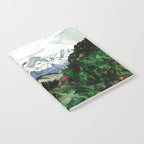 Field of flowers and mountains dreamy watercolor, landscape painting Notebook Gallery Image 2