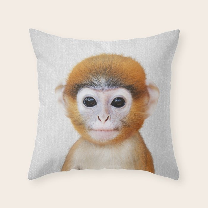 Baby Monkey - Colorful Throw Pillow Gallery Image 6