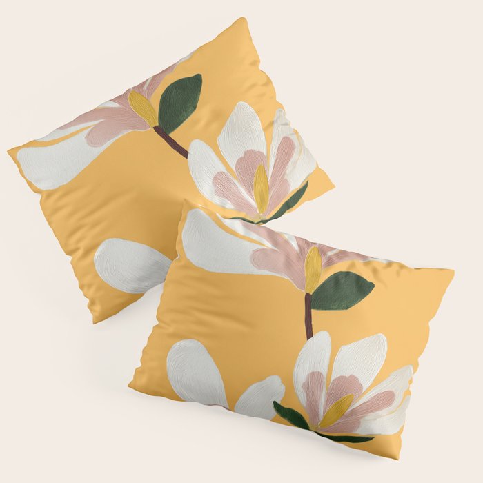 Golden Magnolia Blooms Pillow Sham Gallery Image 3