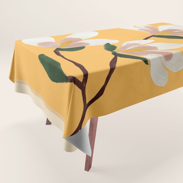 Golden Magnolia Blooms Tablecloth Gallery Image 1