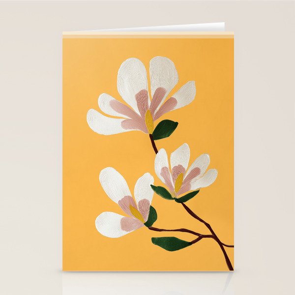 Golden Magnolia Blooms Stationery Card Gallery Image 1