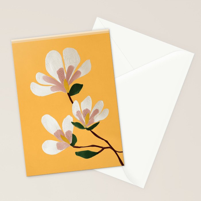 Golden Magnolia Blooms Stationery Card Gallery Image 2
