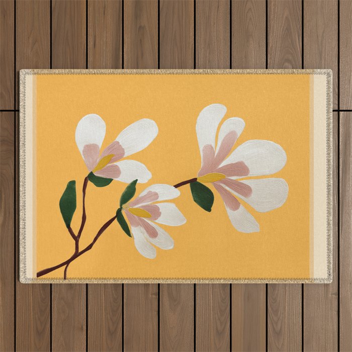 Golden Magnolia Blooms Outdoor Rug Gallery Image 1