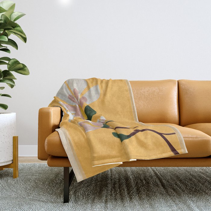 Golden Magnolia Blooms Throw Blanket Gallery Image 1