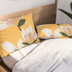 Golden Magnolia Blooms Pillow Sham Gallery Image 2