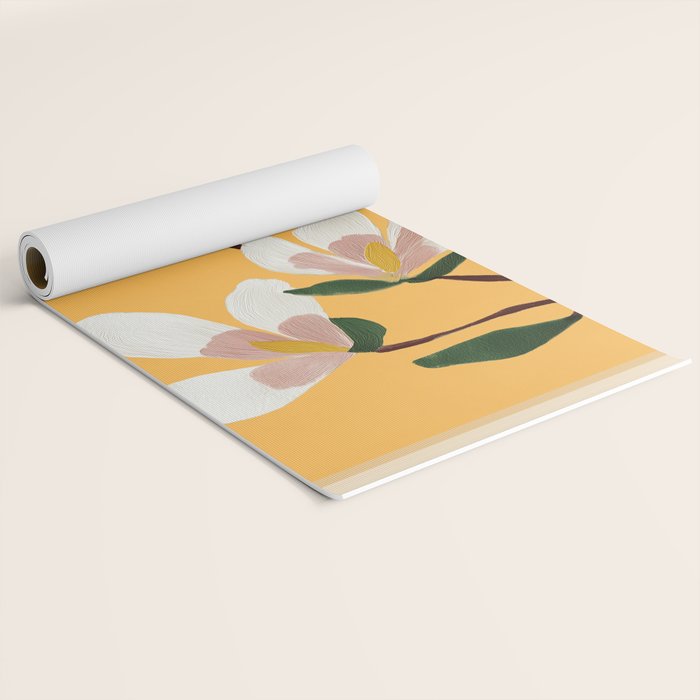 Golden Magnolia Blooms Yoga Mat Gallery Image 2