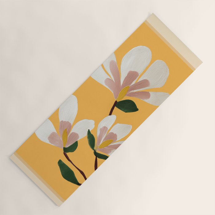 Golden Magnolia Blooms Yoga Mat Gallery Image 1