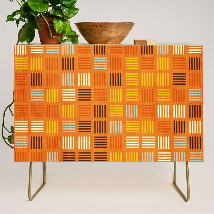 Geometric Modern Abstract Pattern Unique MCM Decor Credenza Gallery Image 1