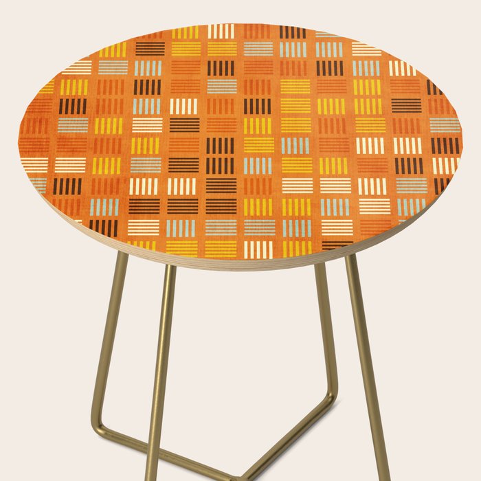 Geometric Modern Abstract Pattern Unique MCM Decor Side Table Gallery Image 2