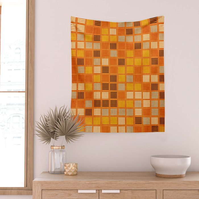 Geometric Modern Abstract Pattern Unique MCM Decor Wall Tapestry Gallery Image 2
