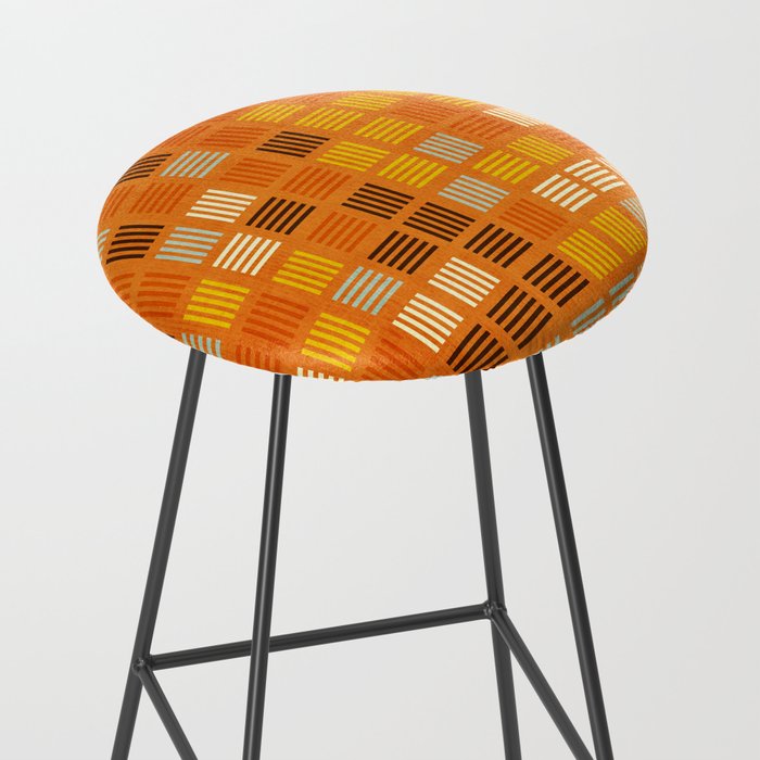 Geometric Modern Abstract Pattern Unique MCM Decor Stool Gallery Image 2