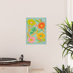 Drippy Daisy Dreamscape - Electric on Blue Poster Gallery Image 2