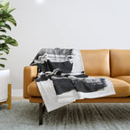 Stripes Black & White Minimalist Abstract Mid century Ink Art Dark Brush Strokes Throw Blanket Gallery Image 1