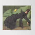 A Decadent Girl - Ramon Casas Throw Blanket Gallery Image 2