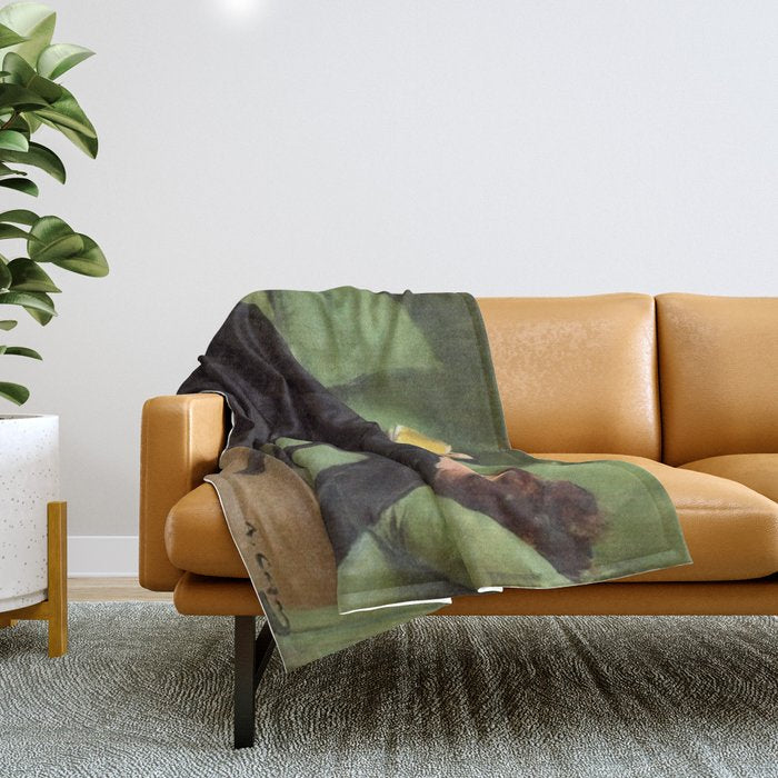 A Decadent Girl - Ramon Casas Throw Blanket Gallery Image 1