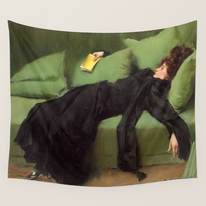 A Decadent Girl - Ramon Casas Wall Tapestry Gallery Image 4