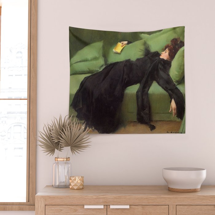A Decadent Girl - Ramon Casas Wall Tapestry Gallery Image 2