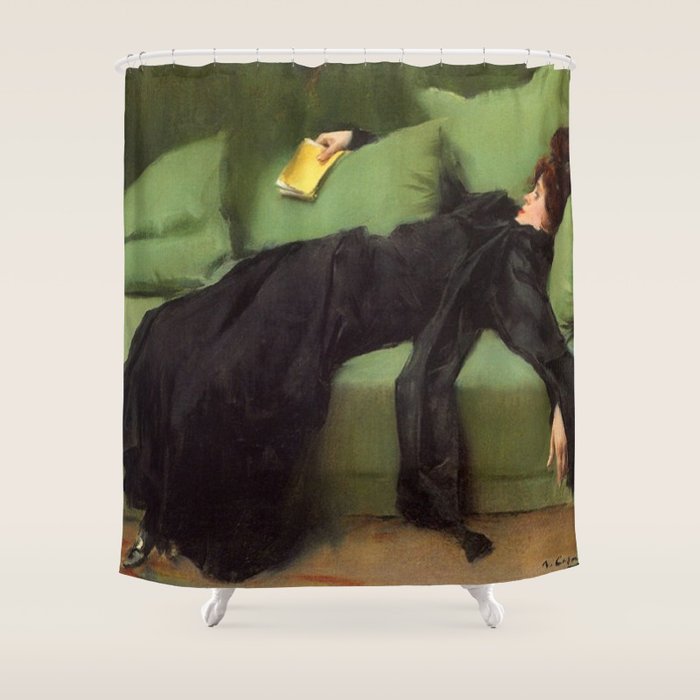 A Decadent Girl - Ramon Casas Shower Curtain Gallery Image 1