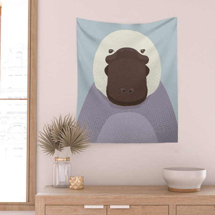 Whimsy Platypus, Animal Portrait Wall Tapestry Gallery Image 2