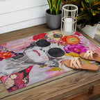 Ageless Glamour And Grace Unbound Female Portrait With Flowers Outdoor Rug Gallery Image 2