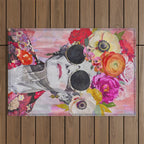 Ageless Glamour And Grace Unbound Female Portrait With Flowers Outdoor Rug Gallery Image 1